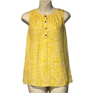 Banana Republic Sleeveless Top Womens XS Yellow Floral Print